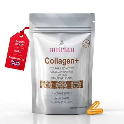 Nutrian 100% Bio-available Hydrolysed Bovine Collagen 1200mg, Type I & III