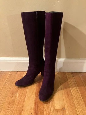 Botas hasta la rodilla Stuart Weitzman de gamuza púrpura 8,5 M 4" tacón Foto 1 de 4