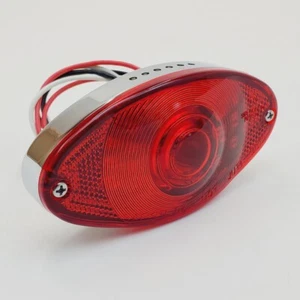 SLIM Chrome LED Cat Eye Motorcycle Tail Brake Stop Light w/ Tag Light Harley - Picture 1 of 4