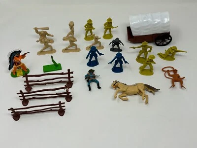 批量 22 件 复古 TimMee Britains 1971 年等 Western Caveman围栏马车 — 第 1/2 张图片