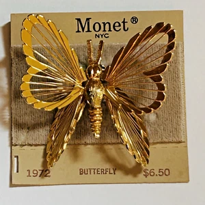 Vintage 1972 signierte MONET offene verdrahtete filigrane Flügel Schmetterling Anstecknadel Brosche Ex CD 1,75" - Bild 1 von 8