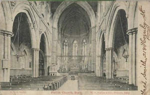 POSTAL LOCAL VISTA INTERIOR SANTA MARÍA VIRGEN IGLESIA PARROQUIAL ENTERRADO C1908 - Imagen 1 de 2