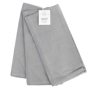 Rans London Waffle Grey tea towels cotton 3 pack - Picture 1 of 1