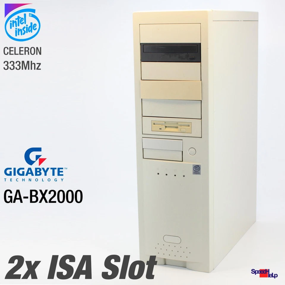 2x ISA Slot Gigabyte GA-BX2000 Celeron Pentium II Computer PC LPT COM Windows 98 - Image 1 of 4