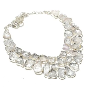 AAA+ Crystal Quartz Rough Gemstone Handmade 925 Sterling Silver Jewelry Necklace - Picture 1 of 6