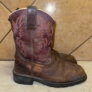 Ariat 10009494 Brown Leather Steel Toe Western Work Boots sz 6.5 B FREE SHIPPING - Picture 1 of 7