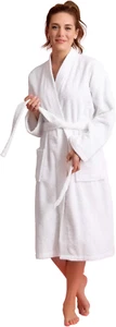 Soft Touch Linen Women'S Robe Terry Cloth Kimono Bathrobe Thick 100% Cotton - Picture 1 of 12
