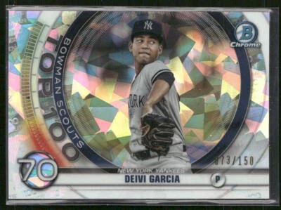 2020 Bowman #BTP-70 Deivi Garcia Chrome Bowman Scouts Top 100 Atomic #/150 - Image 1 of 2