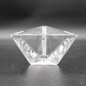 Orrefors Sweden Heavy Triangle Crystal 7-3/4" Bowl w/Tag Signed "1907-2007 SKF" - Picture 1 of 13
