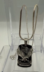 Collar Colgante Geométrico Águila Bandera Americana Plata 19" Cadena Dios Bendiga América - Imagen 1 de 8