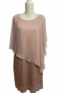 NWT Connected Apparel Sleeveless Dress With Cape Women 12 Dust Rose Lace - Picture 1 of 12