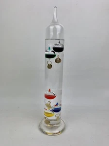Vintage Galileo Glass Tube Scientific Thermometer 13" Floating Multi Color Balls - Picture 1 of 5