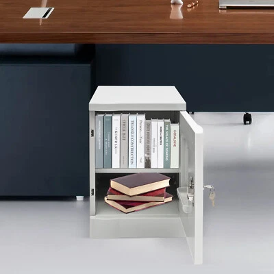 Gabinete de almacenamiento con cerradura de 2 niveles de 19" para oficina en casa contenedor de almacenamiento caja de juguetes con llaves Foto 1 de 4