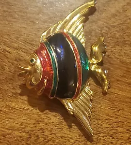 Multi-Colored Cloissonne Fish Pin / Brooch - Picture 1 of 7