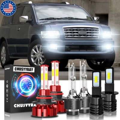 Para For Infiniti QX56 2005 2006 2007 HID/faro LED haz alto/bajo +luz antiniebla - Image 1 of 4