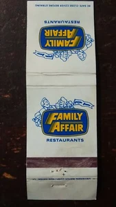 Vintage Family Affair Restaurants Matchbook, 1980s - Picture 1 of 2