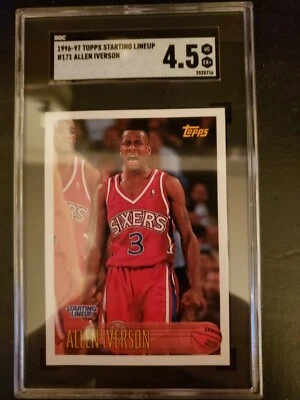 1996-97 TOPPS ALLEN IVERSON ROOKIE CARD STARTING LINEUP regrade sgc 4.5 ? How  - Image 1 of 2