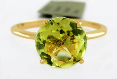 GENUINE 2.65 Cts PERIDOT SOLITAIRE RING 10k GOLD - Free Certificate Appraisal - Image 1 of 4
