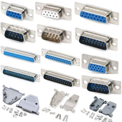 DB9/15/25/37 Pin Female Male D-Sub Plug Solder Connector RS232 Serial Hood Shell - image 1 of 4