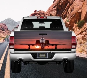 Military Jet Taking Off Sunset Truck Tailgate Wrap Vinyl Graphic Decal Sticker - Picture 1 of 6
