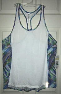 New UNDER ARMOUR Women's Fly By Active Tank Top L White Multi NWT - Picture 1 of 6
