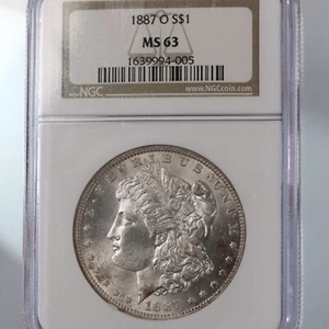 1887-O Morgan $1 NGC Certified MS63 New Orleans Minted Silver Dollar Coin - Picture 1 of 4