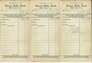1920 Pfandscheine MOUNT HOLLY BANK Mount Holly North Carolina 10 Stück - Bild 1 von 8