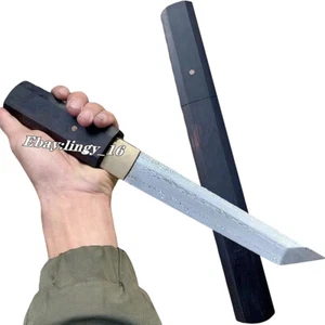 Short Sword Japanese Katana Damascus Steel Sharp Ninja Dagger Outdoors Knife - Picture 1 of 6