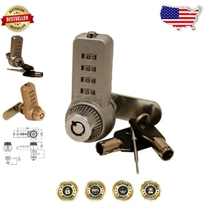 Versatile 4-Dial Combination Cam Lock for Cabinets with Key Override Feature - Picture 1 of 9