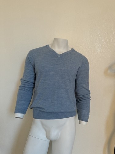 Maglione vintage Christian Dior collo a V da uomo blu acrilico made in USA