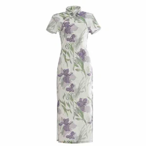 Vestido de fiesta de noche Cheongsam blanco de verano chino tradicional de seda Qipao para mujer - Imagen 1 de 5