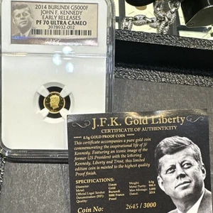 2014 Burundi G5000F FIRST DAY OF ISSUE REV PF70 Ultra Cameo GOLD - Picture 1 of 9