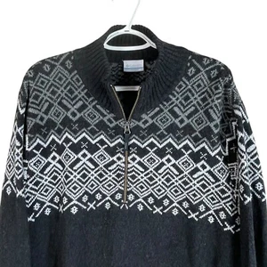 Columbia Mens Nordic Print Wool Blend 1/2 Zip Sweater 2XL Gray Pullover Knit - Picture 1 of 6
