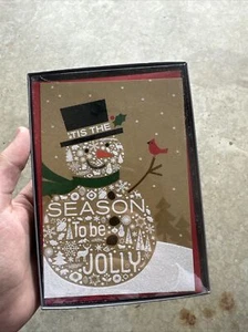 Tarjetas de Navidad Glitter Snowman & Cardinal 'Tis The Season To Be Jolly 16 tarjetas - Imagen 1 de 2