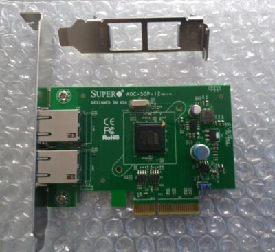 SUPERMICRO AOC-SGP-I2 (INTEL I350-T2V2) QUAD PORT 1Gb/s NIC w/BOTH BRACKETS - Image 1 of 4