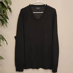 Maglione uomo CLUB ROOM nero tinta unita scollo a V misto lana merino taglia XXL - Foto 1 di 9
