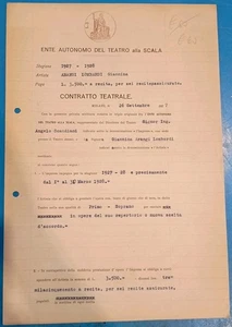 Contratto Ente Autonomo del Teatro alla Scala 1928 Giannina Arangi Lombardi - Picture 1 of 2