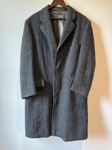 Brooks Brothers Vintage Wool Herringbone Overcoat 39s Gray - Picture 1 of 12