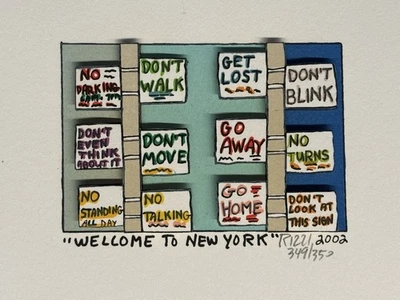 James Rizzi: original 3D "WELCOME TO NEW YORK“, 2002, handsigniert, vergriffen - Bild 1 von 4