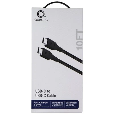 Quikcell 10ft Braided USB-C to USB-C Cable - Black - Image 1 of 2