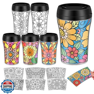 Yiyiring Set of 12 Mandala DIY Color Your Own Cups Diwali Mandala - Image 1 of 4