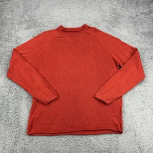 J Crew Rollneck Sweater Mens Medium Red Linen Cotton Knit Lightweight Casual - Picture 1 of 10