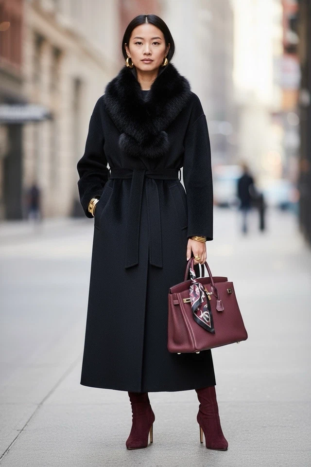 Cuello de solapa 100 % piel de zorro genuino, forrado en terciopelo-negro Foto 1 de 4