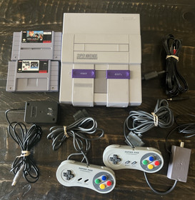 Super Nintendo SNES Console System w/ 2 Controllers 2 Games Home Alone NHL