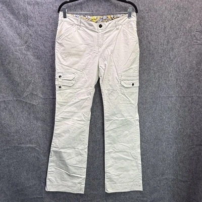 Calças femininas Columbia tamanho 10 bege regular bolsos de carga elásticos - Imagem 1 de 4