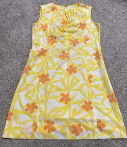 Maxi Vestido Vintage Tanner of North Carolina Tiki Estampado Floral 18 Amarillo y Naranja - Imagen 1 de 5