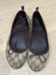 Zapatos Gucci GG Monograma Supreme Guccissima Marrón Lona Ballet Plano talla 37.5 - Imagen 1 de 19