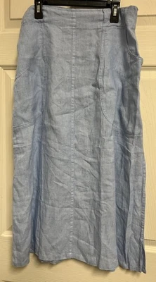 Falda Lino 100% Lino Para Mujer Maxi Talla M Azul Bolsillos Y2K Festival Gitano Foto 1 de 4