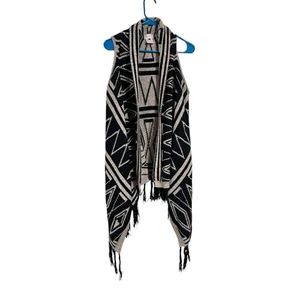 Altar'd State schwarz Tribal Print Fransen Pullover Weste asymmetrische Länge Gr. S - Bild 1 von 5