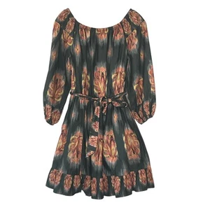 A LOVES A. MINIVESTIDO CAZADOR VERDE NARANJA FLORAL TODO ALGODÓN MANGA 3/4 TALLA L - Imagen 1 de 11